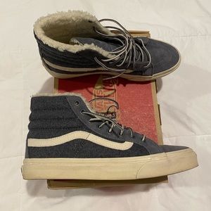 Fur/Sherpa Lined Gray Suede High Top Vans